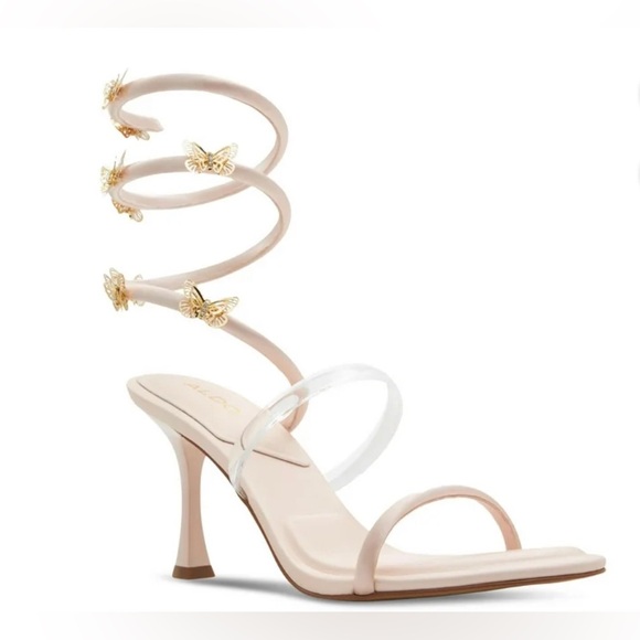 Retail $130 Aldo Pirouette heeled sandal Butterfly Heels Rose Gold Strappy Heels - Picture 6 of 8